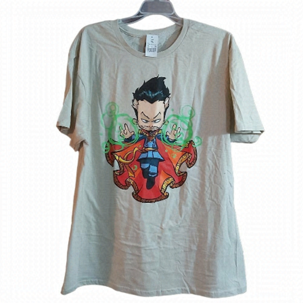 Marvel Doctor Strange Comic Anime Style Men's Cartoon T-Shirt Off White Size XL
